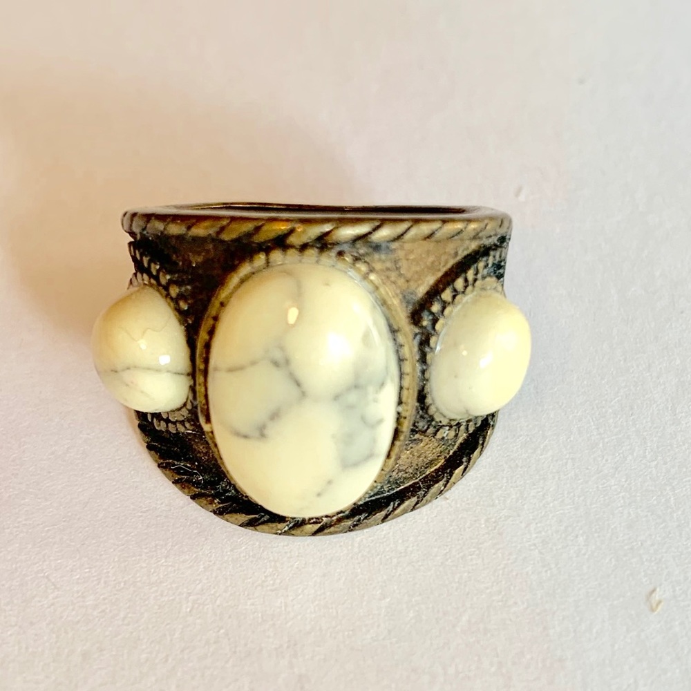Gold Statement Ring with White Stones